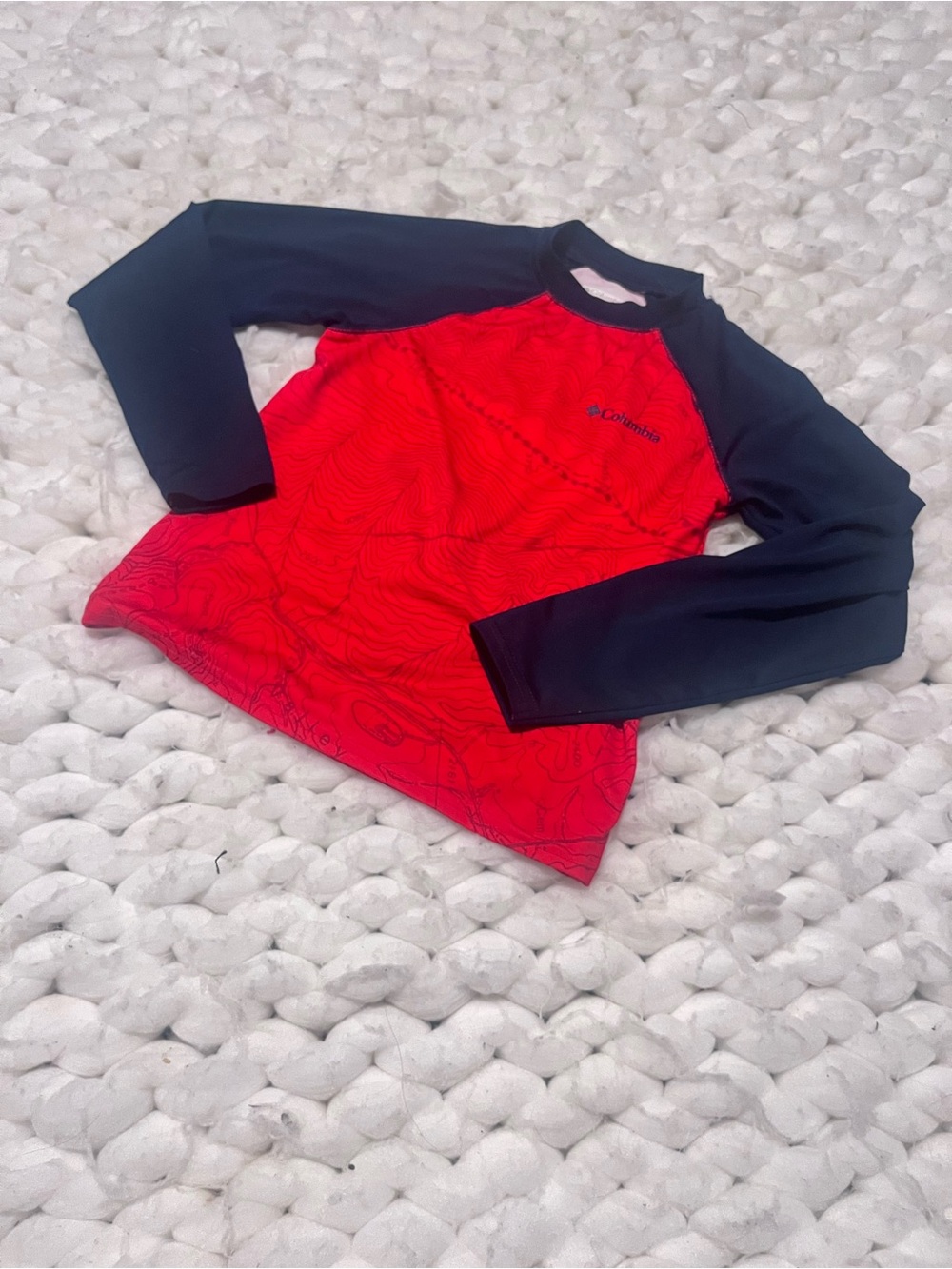 Columbia Kids' Long-Sleeve Rash Guard Shirt in Red and Navy